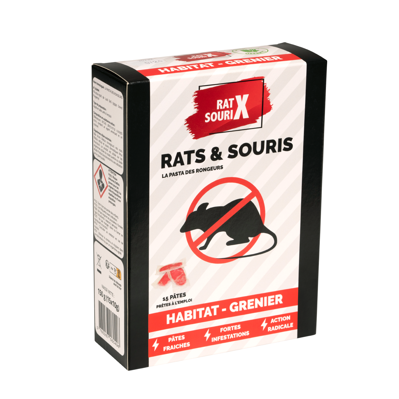 RatX SouriX Pâtes rouge 15x10g Fabriqué en France