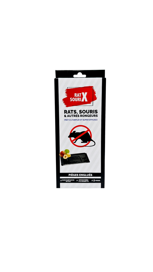 Petite Plaque de Glu Rats & Souris - Prêt à l'emploi - x2 Pièges 12x25 cm